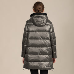 Women's Padded Nylon Bright Bread Hooded Winter Jacket