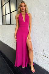 Lady Like Woman Style Lace-up Halterneck Backless Dress