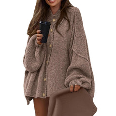 Crew Neck Casual Loose Thick Sweater Cardigan
