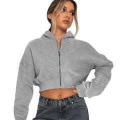 Long Sleeve Fleece Zipper Cardigan Hoodie Casual Jacket