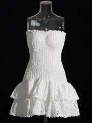 Women's Fashion Tube Top Sleeveless Slim Fit Ruffled Hem Slim Dress