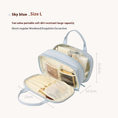 Portable Cosmetic Bag With Handle Large Capacity Waterproof Make-up Toiletries Handbag