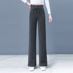 Chenille Wide-leg Pants Women's High Waist Loose Straight Trousers