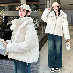 Short Down puffer Jacket Women's Hooded Warm Jacket