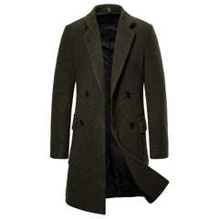Double-breasted casual woolen coat men's woolen trench coat