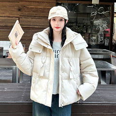 Short Down puffer Jacket Women's Hooded Warm Jacket