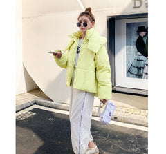Puffy Hooded Bread Short Cotton-padded puffer Jacket For Women Thick Loose