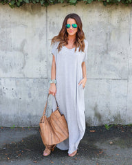 AliExpress Amazon Hot Sale V-Neck Pocket Split Dress