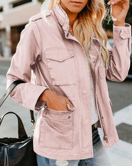 Women's Casual  Solid Color Loose Zip Lapel Jacket