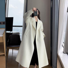 White Woolen Coat Women Autumn And Winter Temperament In The Long And Small
