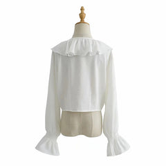 Women's Elegant Tie Chiffon Shirt Ruffle Top