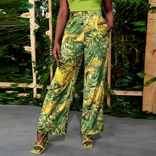 Spring And Summer New Printed Yoga Casual Pants Straight Trousers