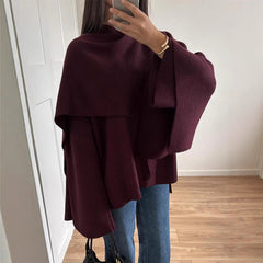 Shawl Cape Scarf Collar Knitted Short Overcoat Jacket