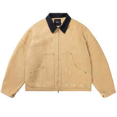 Heavy Canvas Cleanfit Washed Distressed Workwear Jacket