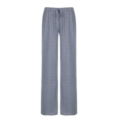 Women's Striped Print Trousers Y2K Fashion Casual Lace Up Home Straight  Wide-leg Pants