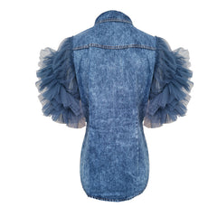 Frayed denim jacket women