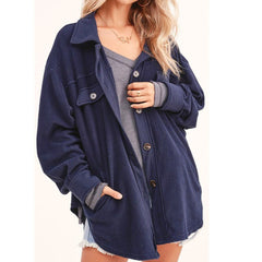 Women's Fashion Lapel Rocking Flannel Button Cardigan Jacket