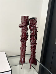 Autumn Stiletto Heel Pile Style Heel Over The Knee Boots