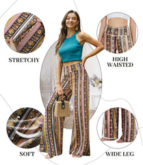 Wide-leg Pants - Skirt Printed With Pink Vintage Flowers