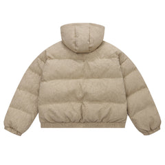 Texture Pleated Warm Thick Loose Hooded Cotton Puffer Coat