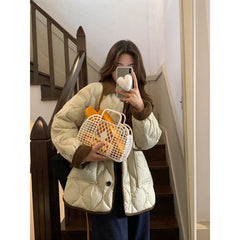 Diamond Lattice Winter Puffer Coat