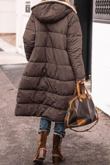 Solid Color Hooded Long Coat Winter Long Sleeve Double-sided Wear Slim Elegant Cardigan Puffer Jacket Top Women's Clothing