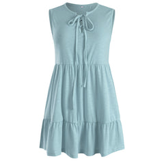 European And American Women's Solid Color Sleeveless Loose Casual T-shirt