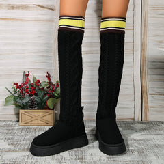 Winter Over-the-knee Boots With Long Knitted Sock Design