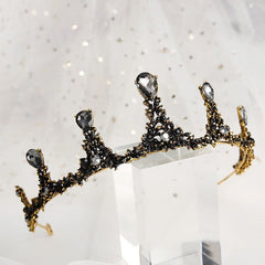 Black luxury crown bridal headdress wedding dress