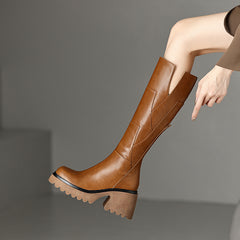 Brown Women's Platform Below The Knee Boots