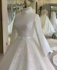 Women's Fashion Lace Muslim Wedding Dress
