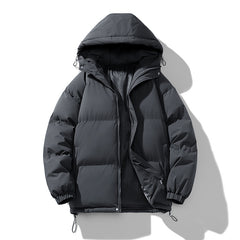 Men's Hoodie Coat Winter Fashion Solid ZIp-up Thickened Cotton-padded Puffer Jacket Casual Warm Outwear Top Clothing