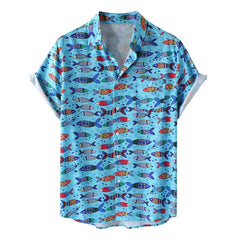 Digital printed cardigan short sleeve casual shirt