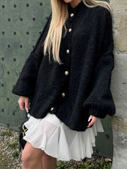 Fashion Solid Color Casual Retro Cardigan