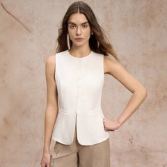 European And American Commuters' Simple Fashion Button Solid Color Vest
