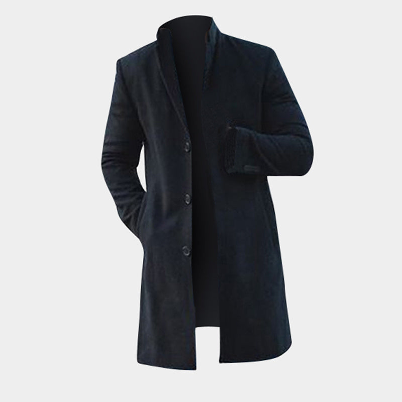 Winter Men's Trench Long Jackets Coats Overcoat Classic Jackets Solid Slim Fit Outwear Hombre Men Clothes Khaki Black