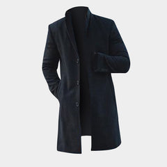 Winter Men's Trench Long Jackets Coats Overcoat Classic Jackets Solid Slim Fit Outwear Hombre Men Clothes Khaki Black