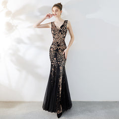 Women's New Banquet Temperament Elegant Evening Dress Fishtail Sequins