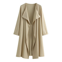 Women's Thin Windbreaker Long Coat Autumn Office Slim Coat