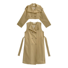 Korean Style Windbreaker Cardigan Loose Combination Two-piece Coat Women