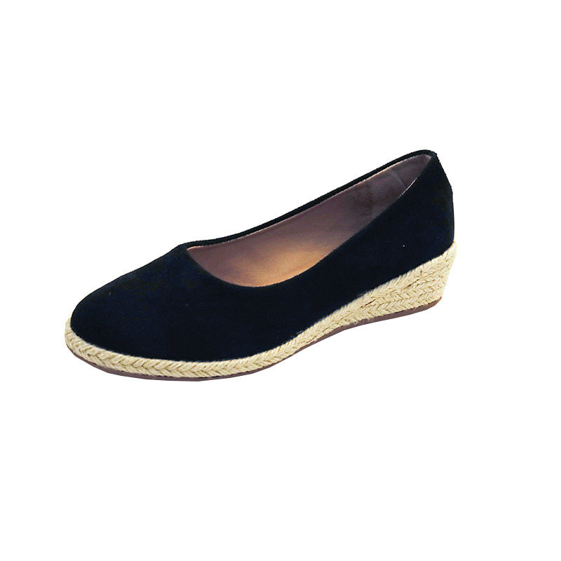 Spring Wedge Round Toe Hemp Rope Pumps Women