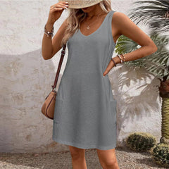Women's Casual Vest With Pockets Dress