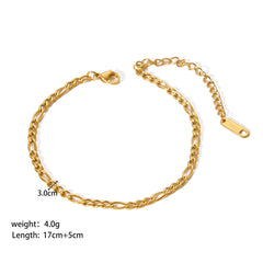 Stainless Steel Slim Chain Bracelet 18K Gold Does Not Fade