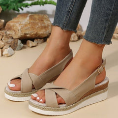 Ladies Sandals Plus Size Cross Wedge Sandals