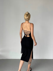 Women's Backless Cross Strap Suspender Dress