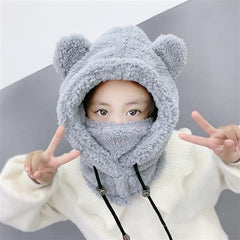 Three-Piece Warm Bear Scarf And Gloves