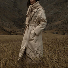 Temperament Long Cotton Jacket With Belt