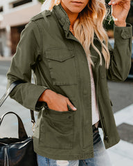 Women's Casual  Solid Color Loose Zip Lapel Jacket