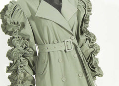 Personality Temperament Trench Coat All Match Double Breasted Solid Color