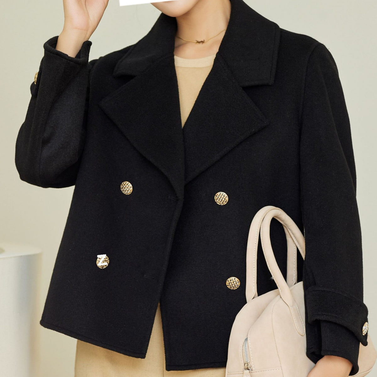 Short  Slim Coat Double-faced Woolen Goods Fall Winter Coat